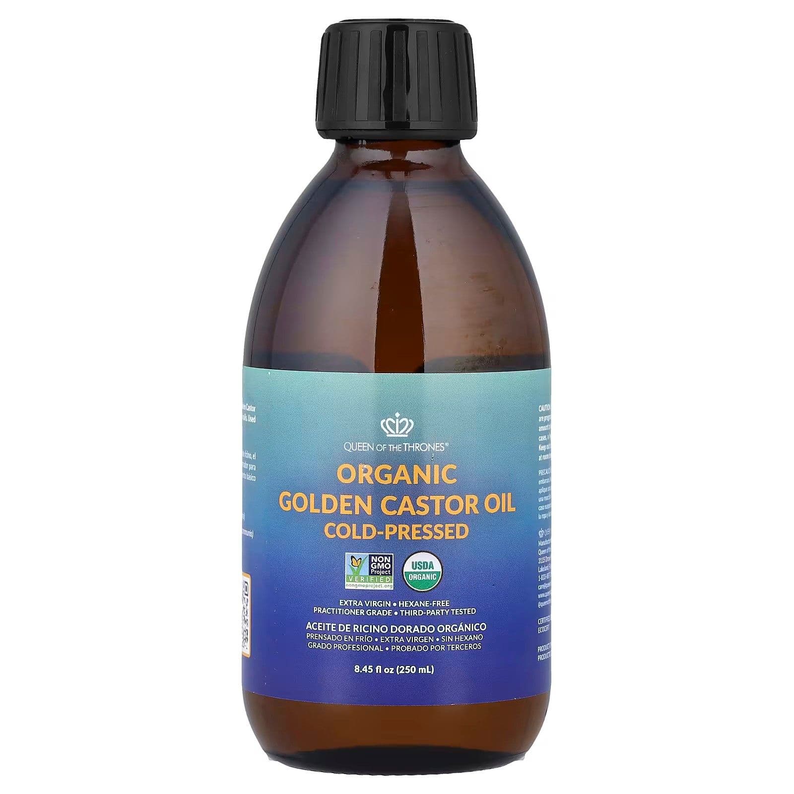 Organic Golden Castor Oil, Cold-Pressed