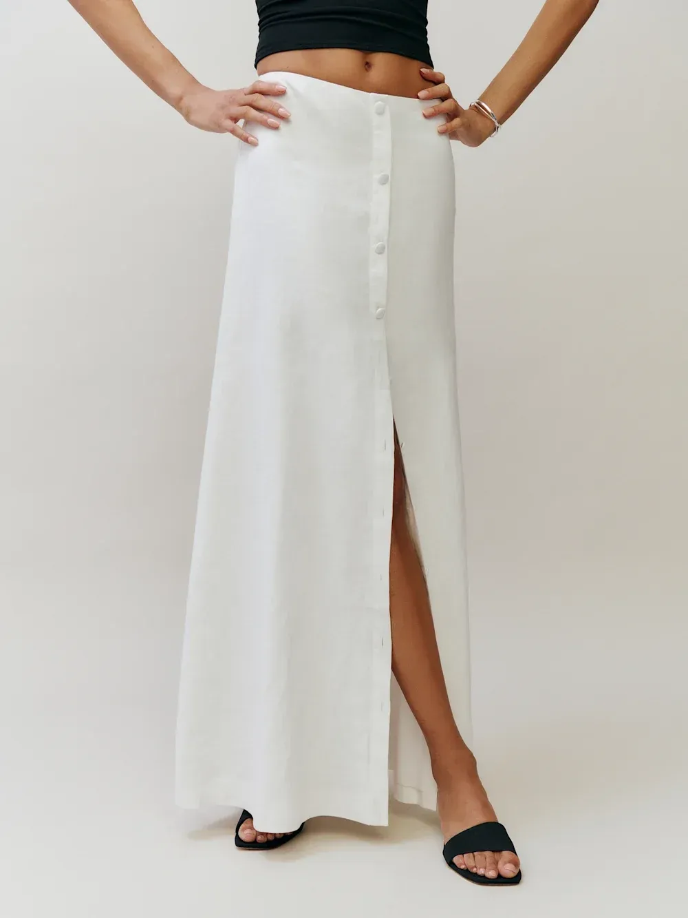 High Rise Linen Maxi Skirt