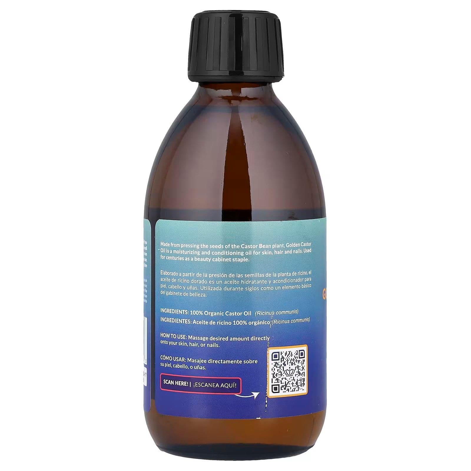 Organic Golden Castor Oil, Cold-Pressed