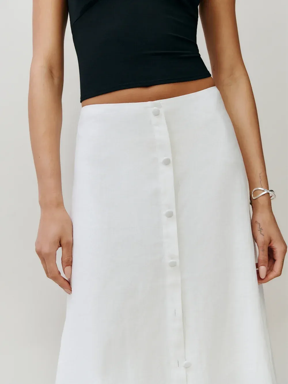 High Rise Linen Maxi Skirt