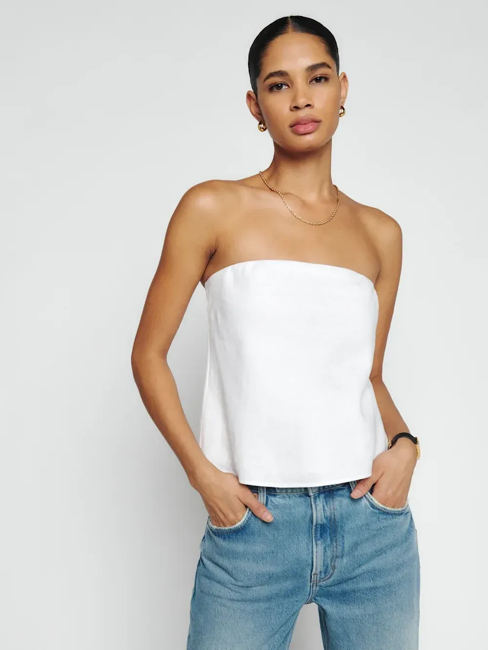 Strapless Linen Top